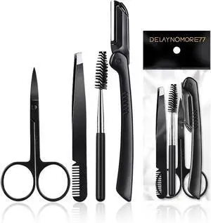 4-in-1 Eyebrow Grooming Kit with Razor, Tweezer, Scissor & Eyelash Curler 4-in-1 Eyebrow Grooming Kit with Razor, Tweezer, Scissor & Eyelash Curler