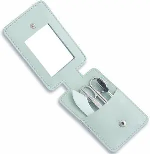 Eyebrow Trimmer Kit, 5-in-1 Set with Eyebrow Scissors, Eyebrow Razor, Tweezer, Brush, and Mirror for Women, Includes Leather Carry-Around Bag (Green). Eyebrow Trimmer Kit, 5-in-1 Set with Eyebrow Scissors, Eyebrow Razor, Tweezer, Brush, and Mirror for Women, Includes Leather Carry-Around Bag (Green).