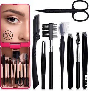 JPNK Eyebrow Trimmer Kit, 8 in 1 Scissors Professional Eyebrow Grooming Set for Women and Men with 5X Magnifying Mirror JPNK Eyebrow Trimmer Kit, 8 in 1 Scissors Professional Eyebrow Grooming Set for Women and Men with 5X Magnifying Mirror