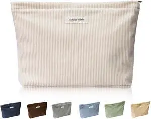 Wudygirl Makeup Bag for Women Travel Cosmetic Bag 10.5"x7.5" Beige Wudygirl Makeup Bag for Women Travel Cosmetic Bag 10.5"x7.5" Beige