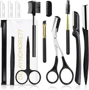 12-in-1 Brow Grooming Kit with Razors, Scissors, Curler, Brushes & Blades 12-in-1 Brow Grooming Kit with Razors, Scissors, Curler, Brushes & Blades