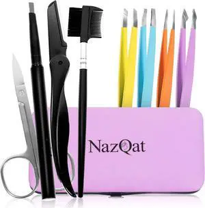 Exquisite 8-in-1 Eyebrow Kit for Women & Men Luxury Eyebrow Grooming Kit with 4 Precision Tweezers For Eyebrows, Eyebrow Razor, Eyebrow Scissors, Eyebrow Brush/Comb & Pencil with Padded Case Exquisite 8-in-1 Eyebrow Kit for Women & Men Luxury Eyebrow Grooming Kit with 4 Precision Tweezers For Eyebrows, Eyebrow Razor, Eyebrow Scissors, Eyebrow Brush/Comb & Pencil with Padded Case
