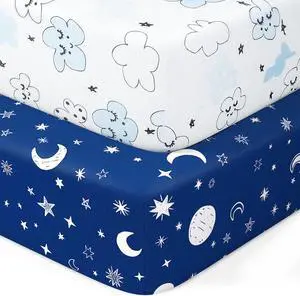 Pack N Play Sheets Fitted, 2-Pack Fit for Standard Pack N Play Mattress, Mini Crib Sheets,Breathable Soft Unisex Playard Sheets Pack N Play Sheets Fitted, 2-Pack Fit for Standard Pack N Play Mattress, Mini Crib Sheets,Breathable Soft Unisex Playard Sheets