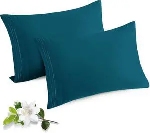 2 Pack Microfiber Pillowcases Standard Size Teal Bed Pillow Cases with Envelope Closure, 1800 Thread Count Soft & Shrinkage Resistant Pillow Covers, 20 x 26 Inches 2 Pack Microfiber Pillowcases Standard Size Teal Bed Pillow Cases with Envelope Closure, 1800 Thread Count Soft & Shrinkage Resistant Pillow Covers, 20 x 26 Inches