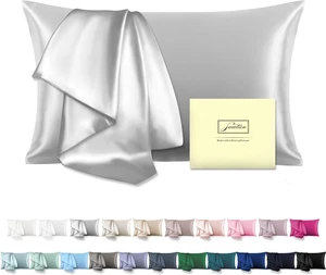 Mulberry Silk Pillowcase for Hair and Skin Standard Size 20"X 26" Pillow Case with Hidden Zipper Soft Breathable Smooth Cooling Silk Pillow Covers for Sleeping (Silver Grey,Standard,1Pcs) Mulberry Silk Pillowcase for Hair and Skin Standard Size 20"X 26" Pillow Case with Hidden Zipper Soft Breathable Smooth Cooling Silk Pillow Covers for Sleeping (Silver Grey,Standard,1Pcs)