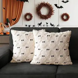 Halloween Pillow Covers 18x18 inch 2Pcs Beige Ghost Halloween Decor Halloween Pillow Covers 18x18 inch 2Pcs Beige Ghost Halloween Decor