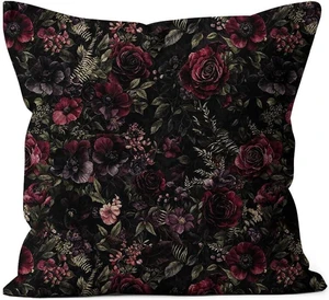 Deep Burgundy Rose Floral Decorative Throw Pillow Covers 18x18 Deep Burgundy Rose Floral Decorative Throw Pillow Covers 18x18