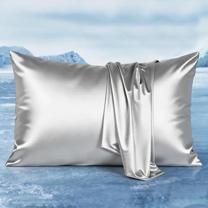 Cooling Satin Pillow Cases for Hot Sleepers, Silver Gray,1 Pack Cooling Satin Pillow Cases for Hot Sleepers, Silver Gray,1 Pack