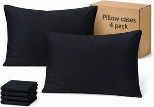 Black Pillow Cases King Size Set of 4, 20x36 Envelope Closure Pillowcases, Soft Plain Brushed Microfiber Covers Hypoallergenic Breathable Black Pillow Cases King Size Set of 4, 20x36 Envelope Closure Pillowcases, Soft Plain Brushed Microfiber Covers Hypoallergenic Breathable