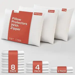 Niagara 2 Pack Standard Pillow Protectors with Zipper, Premium Cotton Sateen Blend Tight Weave Lab Tested Non Noisy Zip Covers Breathable Non Crinky (20x26 Inches) Niagara 2 Pack Standard Pillow Protectors with Zipper, Premium Cotton Sateen Blend Tight Weave Lab Tested Non Noisy Zip Covers Breathable Non Crinky (20x26 Inches)