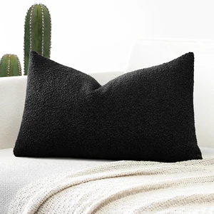Set of 1 Textured Boucle Throw Pillow Covers Lumbar Pillow Cases Cozy Soft Decorative Couch Cushion Case for Chair Sofa Bedroom Living Room Home Decor 12 x 20 Inch, Black Set of 1 Textured Boucle Throw Pillow Covers Lumbar Pillow Cases Cozy Soft Decorative Couch Cushion Case for Chair Sofa Bedroom Living Room Home Decor 12 x 20 Inch, Black