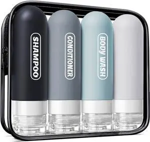 Pre-printed Silicone Travel Bottles for Toiletries 3oz Pre-printed Silicone Travel Bottles for Toiletries 3oz