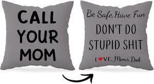 Call Your Mom Throw Pillow Cover 18x18,Funny College Dorm Decor Call Your Mom Throw Pillow Cover 18x18,Funny College Dorm Decor