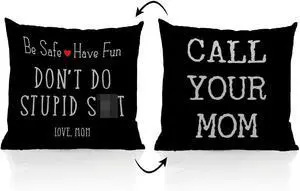 Call Your Mom Throw Pillow Covers 18x18 Inch, Funny College Dorm Decor Decorative Pillowcases Cushion Cover Decor for Couch Sofa Living Room, Graduation Gifts for Daughter Son (Black) Call Your Mom Throw Pillow Covers 18x18 Inch, Funny College Dorm Decor Decorative Pillowcases Cushion Cover Decor for Couch Sofa Living Room, Graduation Gifts for Daughter Son (Black)