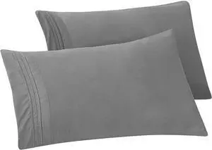 Solid Pillowcases 1500 Premium Hotel Quality Microfiber - Smooth Weave, Wrinkle and Stain Resistant, Easy Slip-On, 2-Piece Set, King Pillowcase, Gray Solid Pillowcases 1500 Premium Hotel Quality Microfiber - Smooth Weave, Wrinkle and Stain Resistant, Easy Slip-On, 2-Piece Set, King Pillowcase, Gray