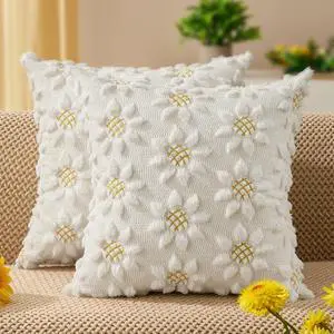 Spring Summer Pillow Covers 18x18 inch Set of 2 Farmhouse Decor Yellow Color Flower Heart Sunflower Soft Plush Faux Fur Jacquard Throw Pillows for Sofa Holiday Spring Home Decor PTK024C18 Spring Summer Pillow Covers 18x18 inch Set of 2 Farmhouse Decor Yellow Color Flower Heart Sunflower Soft Plush Faux Fur Jacquard Throw Pillows for Sofa Holiday Spring Home Decor PTK024C18