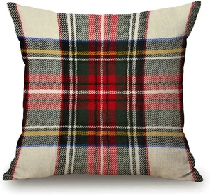 Plaid Pillow Cover 18x18 Inch, Scottish Tartan Red and White Wool Plaid Pattern Symmetric Square Print Double Sided Decorative Pillow Case Throw Pillows Cover Plaid Pillow Cover 18x18 Inch, Scottish Tartan Red and White Wool Plaid Pattern Symmetric Square Print Double Sided Decorative Pillow Case Throw Pillows Cover