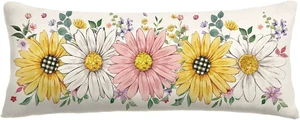 Spring Summer Floral Pillow Cover 14x36 Inch,Sunflower Daisy Flowers Lumbar Extra Long Pillow Case Home Bed Cushion Sofa Couch Indoor Decoration 1 Piece Spring Summer Floral Pillow Cover 14x36 Inch,Sunflower Daisy Flowers Lumbar Extra Long Pillow Case Home Bed Cushion Sofa Couch Indoor Decoration 1 Piece