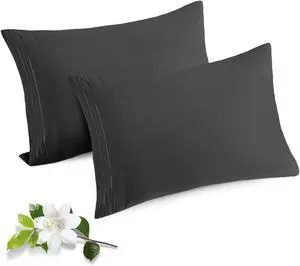 2 Pack Microfiber Pillowcases Standard Size Dark Grey Bed Pillow Cases with Envelope Closure, 1800 Thread Count Soft & Shrinkage Resistant Pillow Covers, 20 x 26 Inches 2 Pack Microfiber Pillowcases Standard Size Dark Grey Bed Pillow Cases with Envelope Closure, 1800 Thread Count Soft & Shrinkage Resistant Pillow Covers, 20 x 26 Inches