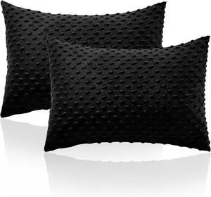 Toddler Pillowcase 13 x 18 Inch, 2 Pack Minky Dot Toddler Pillow Covers with Zipper Closure, Soft Fleece Pillow Shams for Nursery, Girls, Boys (Black) Toddler Pillowcase 13 x 18 Inch, 2 Pack Minky Dot Toddler Pillow Covers with Zipper Closure, Soft Fleece Pillow Shams for Nursery, Girls, Boys (Black)
