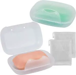 Soap Box Holder, 2-Pack Soap Dish Soap Savers Case Container for Bathroom Camping Gym (Clear) Soap Box Holder, 2-Pack Soap Dish Soap Savers Case Container for Bathroom Camping Gym (Clear)