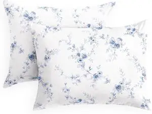 Floral Pillow Cases, Vintage Flower Shabby Chic Cottagecore Farmhouse Aesthetic, Set of 2 Soft Pillowcases Pillow Shams Covers, Blue White, Standard Size 20x26 Inches Floral Pillow Cases, Vintage Flower Shabby Chic Cottagecore Farmhouse Aesthetic, Set of 2 Soft Pillowcases Pillow Shams Covers, Blue White, Standard Size 20x26 Inches