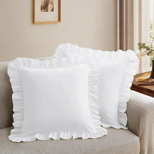 2 Pack Ruffle Throw Pillow Covers 18x18 Inches, White Square Pillow Cases Microfiber Decorative Pillow Shams for Sofa Couch Bedroom Living Room 2 Pack Ruffle Throw Pillow Covers 18x18 Inches, White Square Pillow Cases Microfiber Decorative Pillow Shams for Sofa Couch Bedroom Living Room