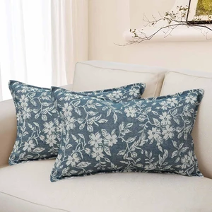 20x12 Lumbar Decorative Throw Pillow Cases Floral Pillow Covers Set of 2 Vintage Jacquard Couch Pillows for Living Room Couch Bed Home Decor Blue 20x12 Lumbar Decorative Throw Pillow Cases Floral Pillow Covers Set of 2 Vintage Jacquard Couch Pillows for Living Room Couch Bed Home Decor Blue
