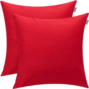 Cotton Solid Decorative Square Throw Pillow Covers Red 18x18 inch Cotton Solid Decorative Square Throw Pillow Covers Red 18x18 inch