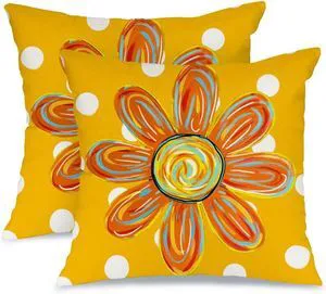 Summer Pillow Cover 16x16 Set of 2,Watercolor Flower Decor Farmhouse Seasonal Pillow Case Decorations for Home Sofa Couch (Yellow Summer Pillow Cover 16x16 Set of 2,Watercolor Flower Decor Farmhouse Seasonal Pillow Case Decorations for Home Sofa Couch (Yellow