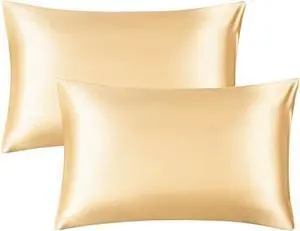 Silky Satin Pillowcase for Hair and Skin Slip Pillow Cases Set of 2 - Satin Cooling Pillow Covers with Envelope Closure (Champagne, Queen(20"x30")) Silky Satin Pillowcase for Hair and Skin Slip Pillow Cases Set of 2 - Satin Cooling Pillow Covers with Envelope Closure (Champagne, Queen(20"x30"))