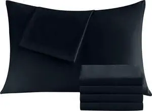 Pillowcases King 4 Pack, 20x36 Pillow Cases with Envelope Closure, Soft Plain Brushed Microfiber Covers Breathable Wrinkle-Resistant, Black Pillowcases King 4 Pack, 20x36 Pillow Cases with Envelope Closure, Soft Plain Brushed Microfiber Covers Breathable Wrinkle-Resistant, Black