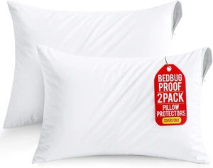 Set of 2 Pillow Protectors with Zipper Standard Size, Pillow Covers Set of 2 Pillow Protectors with Zipper Standard Size, Pillow Covers