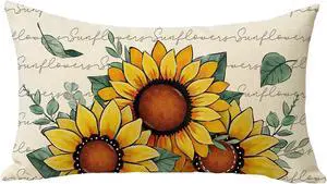 Spring Summer Sunflower Lumbar Decorative Throw Pillow Cover 12 x 20 Spring Summer Sunflower Lumbar Decorative Throw Pillow Cover 12 x 20