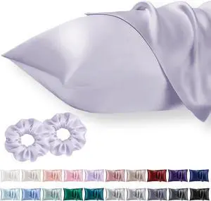 Queen Satin Pillowcase for Hair 2pc,Similar to Silk Pillow Cases, for Women,Lavandar,20x30 & Envelope Closure and 2 Satin Scrunchies Queen Satin Pillowcase for Hair 2pc,Similar to Silk Pillow Cases, for Women,Lavandar,20x30 & Envelope Closure and 2 Satin Scrunchies