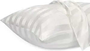 Satin Pillowcases, Similar to Silk Pillow Cases Queen Size Set of 2, Pillow Case for Sleeping Women with Zipper Closure, Gifts for Women Men, White Stripes, Queen (20" x 30") Satin Pillowcases, Similar to Silk Pillow Cases Queen Size Set of 2, Pillow Case for Sleeping Women with Zipper Closure, Gifts for Women Men, White Stripes, Queen (20" x 30")