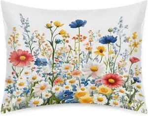 Wild Colorful Daisy Satin Pillowcase for Hair and Skin, Silk Pillowcase Standard Size Silky Pillow Case with Zipper Slip Cooling Pillow Cover (20x26 Inches) Wild Colorful Daisy Satin Pillowcase for Hair and Skin, Silk Pillowcase Standard Size Silky Pillow Case with Zipper Slip Cooling Pillow Cover (20x26 Inches)