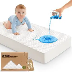 1pk Waterproof Mini Crib Mattress Protector Fitted 38x26 (Soft White, Mini) 1pk Waterproof Mini Crib Mattress Protector Fitted 38x26 (Soft White, Mini)
