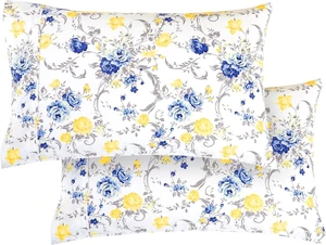 Ultra Soft Set of 2 Floral Print Pillowcases - 1500 Premium Hotel Quality Microfiber, Soft and Smooth Envelope Closure 2-Piece Pillow Covers - Standard/Queen, Gold Jenna Ultra Soft Set of 2 Floral Print Pillowcases - 1500 Premium Hotel Quality Microfiber, Soft and Smooth Envelope Closure 2-Piece Pillow Covers - Standard/Queen, Gold Jenna