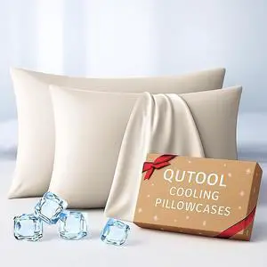 Luxury Cooling Pillowcases Queen Size 2 Pack, Q-Max>0.4 Cool Touch for Hot Sleepers&Night Sweats Beauty Sleep Anti-Frizz, Softer Than Silk Pillowcover Oeko-TEX Certified Champagne Luxury Cooling Pillowcases Queen Size 2 Pack, Q-Max>0.4 Cool Touch for Hot Sleepers&Night Sweats Beauty Sleep Anti-Frizz, Softer Than Silk Pillowcover Oeko-TEX Certified Champagne