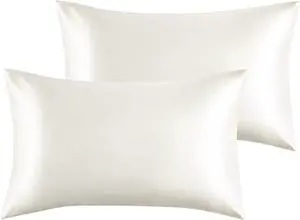 Luxury Satin Pillow Case 2 Pack Pillowcase for Hair and Skin Satin Pillow Covers with Zipper Closure (Queen(20"x30"), Ivory) Luxury Satin Pillow Case 2 Pack Pillowcase for Hair and Skin Satin Pillow Covers with Zipper Closure (Queen(20"x30"), Ivory)