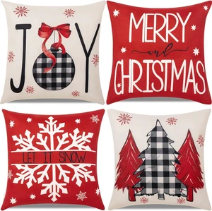 Red Christmas Decorations-Throw Pillow Covers 18x18 in Set of 4,Decorative Joy Snowflake Pillow Case for Couch Sofa Winter Holiday Indoor Outdoor Home Red White Xams Decorations Red Christmas Decorations-Throw Pillow Covers 18x18 in Set of 4,Decorative Joy Snowflake Pillow Case for Couch Sofa Winter Holiday Indoor Outdoor Home Red White Xams Decorations