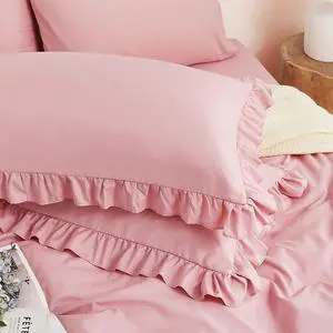 2 Pack Pink Ruffle Pillowcases Standard Size, 20" x 26" 2 Pack Pink Ruffle Pillowcases Standard Size, 20" x 26"