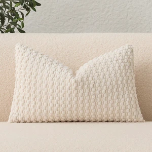 UGASA Velvet 12x20 Inch Lumbar Throw Pillow Cover, Both Sides Corduroy Striped, Soft Solid Decorative Rectangular Cushion Case for Couch/Bedroom/Car, 1 Piece, Cream UGASA Velvet 12x20 Inch Lumbar Throw Pillow Cover, Both Sides Corduroy Striped, Soft Solid Decorative Rectangular Cushion Case for Couch/Bedroom/Car, 1 Piece, Cream
