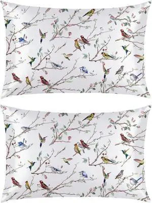 Spring Standard Size Set of 2 Satin Pillowcases for Skin and Hair, White Wild Birds Smooth Soft Similar to Silk Pillowcases for Bedding Sofa Couch,Idea Gifts for Women Men Spring Standard Size Set of 2 Satin Pillowcases for Skin and Hair, White Wild Birds Smooth Soft Similar to Silk Pillowcases for Bedding Sofa Couch,Idea Gifts for Women Men