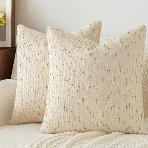 Boho Throw Pillow Covers 20 x 20 in Set of 2 - Neutral Farmhouse Meteor Style Fabric Textured Decorative Cushion Case Striped Square Pillowcase for Sofa, Couch, Beige and Brown Boho Throw Pillow Covers 20 x 20 in Set of 2 - Neutral Farmhouse Meteor Style Fabric Textured Decorative Cushion Case Striped Square Pillowcase for Sofa, Couch, Beige and Brown