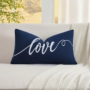 Decorative Love Throw Lumbar Pillow Cover 12x20 Inch, Blue Decorative Love Throw Lumbar Pillow Cover 12x20 Inch, Blue