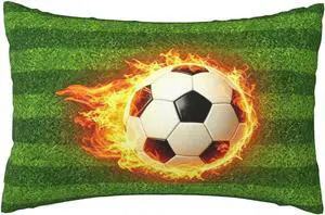 Soccer Fire Pillow Cases Queen Size 20X30 Inch Decorative Bed Lumbar Pillow Covers Soft Pillow Protector Soccer Fire Pillow Cases Queen Size 20X30 Inch Decorative Bed Lumbar Pillow Covers Soft Pillow Protector