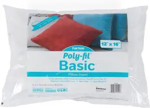 Poly-Fil Basic Pillow Inserts, Ideal for Decorative Pillows, Travel Pillows, and Home Decor, Zippered, Non-Woven Cover, Spot Clean, Rectangle, 12" X 16", White Poly-Fil Basic Pillow Inserts, Ideal for Decorative Pillows, Travel Pillows, and Home Decor, Zippered, Non-Woven Cover, Spot Clean, Rectangle, 12" X 16", White