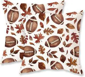 Fall Football Maple Leaves Pillow Covers 18x18 Inch Set of 2 Farmhouse Autumn Decorative Throw Pillows Thanksgiving Harvest Cushion Cases for Sofa Couch Home Decorations Fall Football Maple Leaves Pillow Covers 18x18 Inch Set of 2 Farmhouse Autumn Decorative Throw Pillows Thanksgiving Harvest Cushion Cases for Sofa Couch Home Decorations